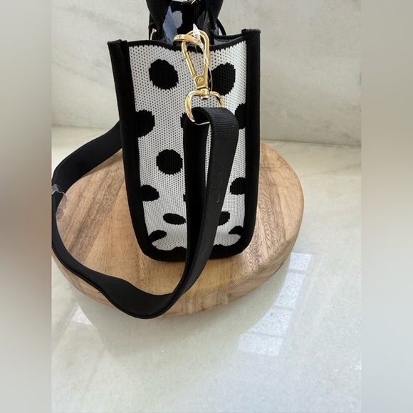 NWT • Kate Spade x Target Poka Dot Black & White Knit Crossbody Bag - Picture 13 of 16